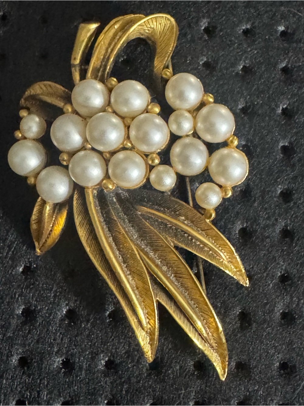 Tortolani Gold-Tone Floral Brooch with White Pearls